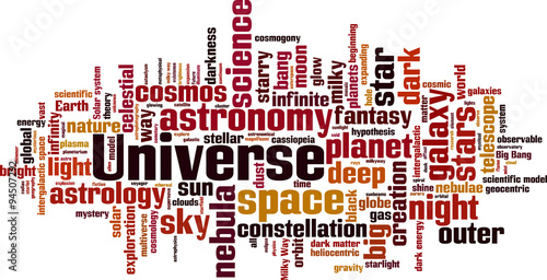 Universe word cloud concept. Vector illustration
