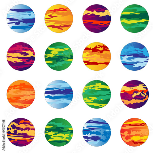 Pianeti astratti di vario colore