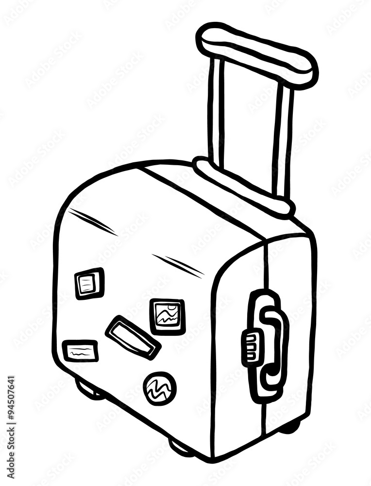 travel bag / cartoon vector and illustration, black and white, hand drawn,  sketch style, isolated on white background. Stock Vector | Adobe Stock
