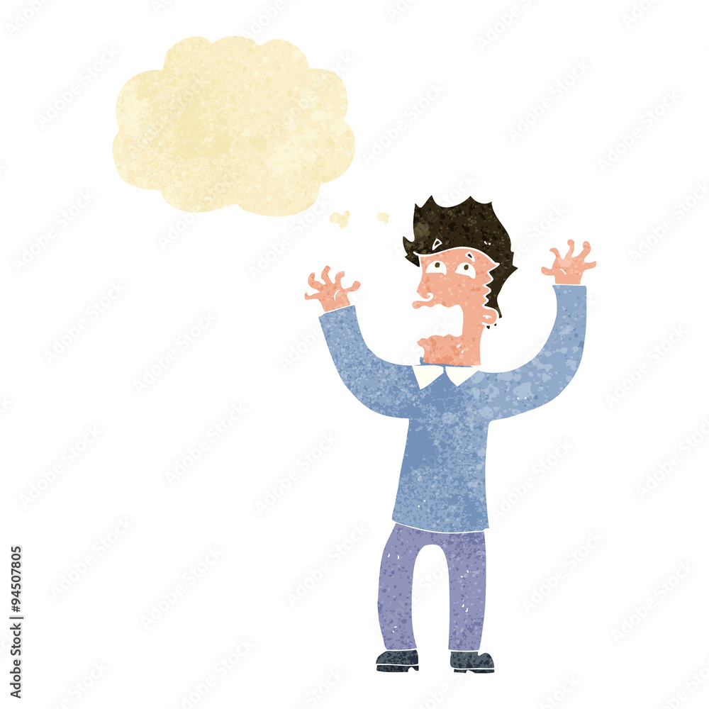 cartoon terrified man with thought bubble cartoon terrified man with thought bubble