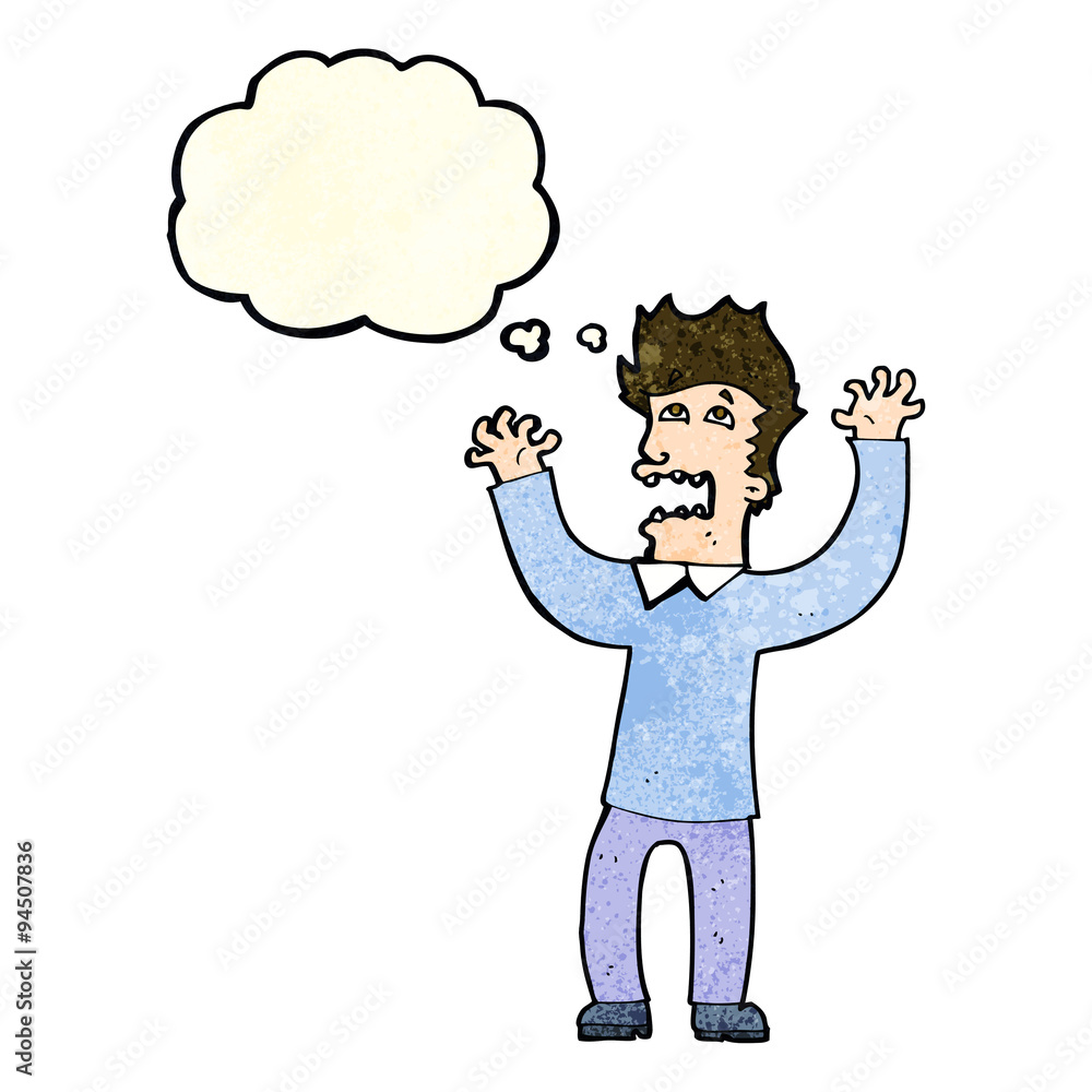 cartoon terrified man with thought bubble cartoon terrified man with thought bubble