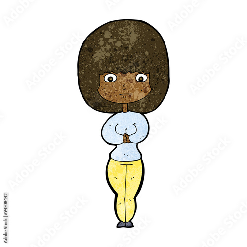 cartoon shy woman