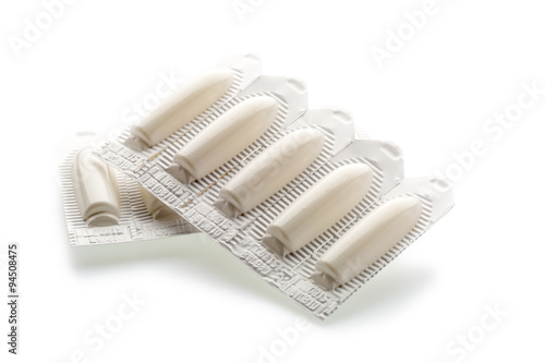 Vaginal suppository tablet in plastic strip pack photo