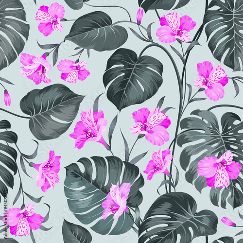 Alstroemeria on seamless background. 