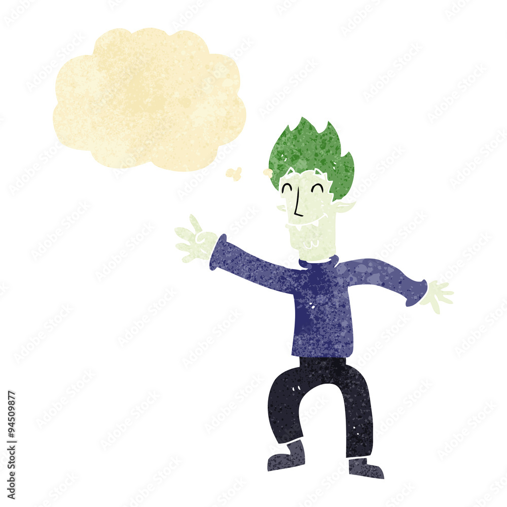 cartoon happy vampire man with thought bubble cartoon happy vampire man with thought bubble