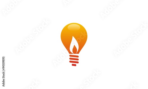 light bulb energy flame logo