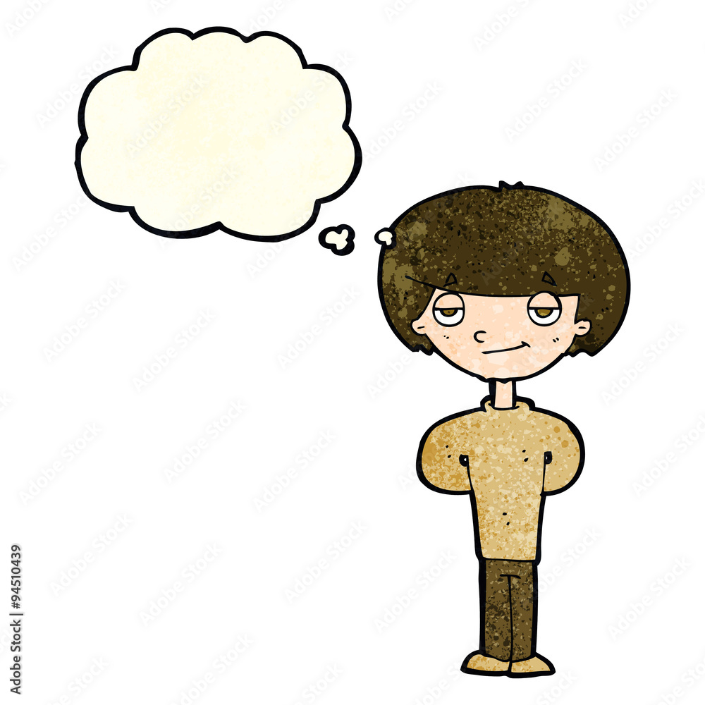 Obraz premium cartoon happy man with thought bubble