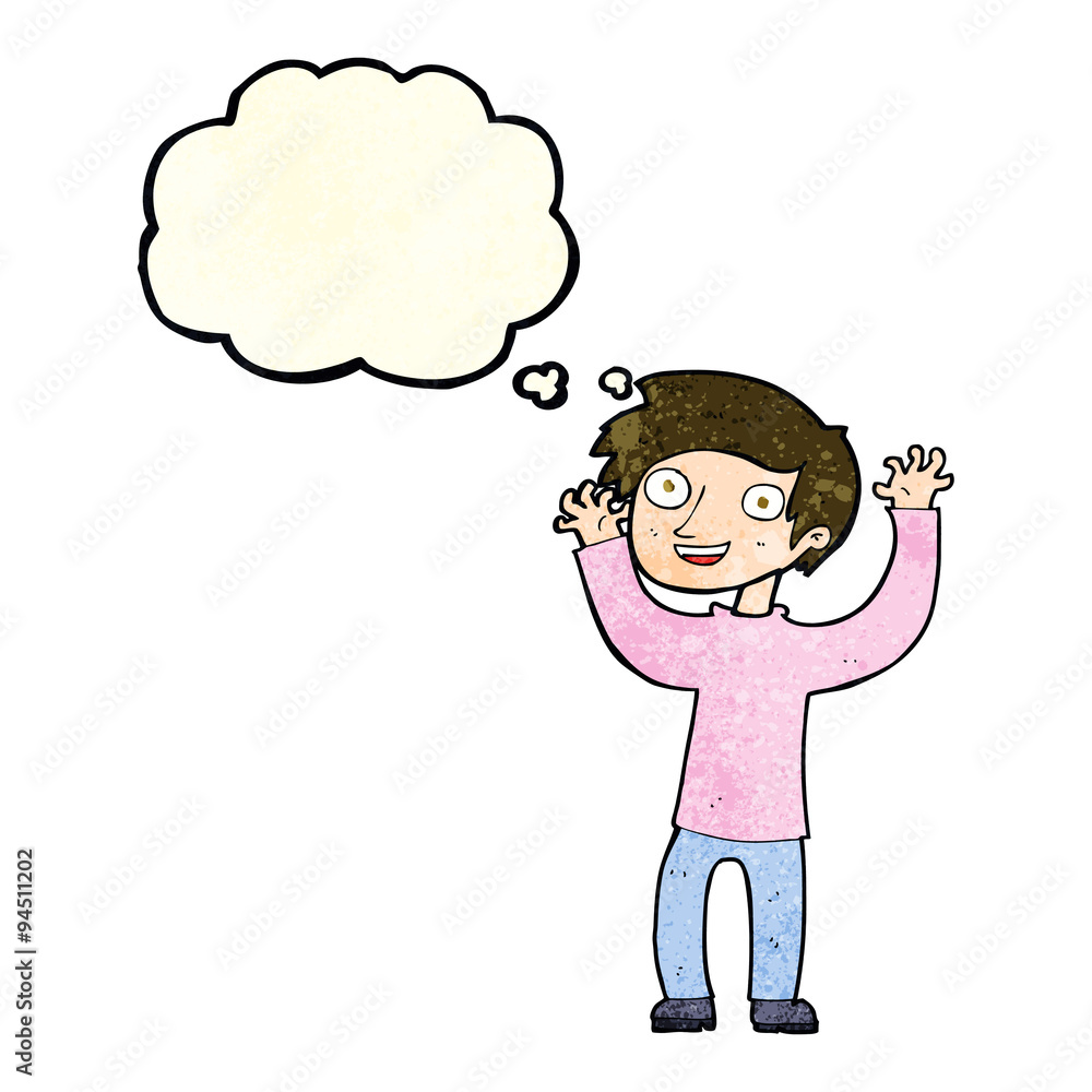 cartoon happy man with thought bubble cartoon happy man with thought bubble