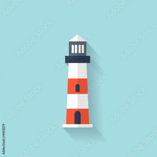 Flat lighthouse web icon