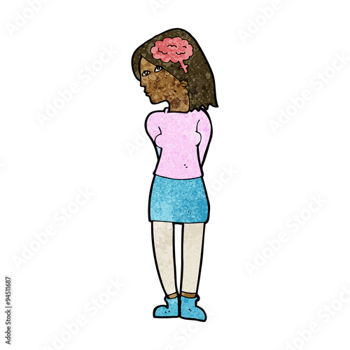 cartoon brainy woman