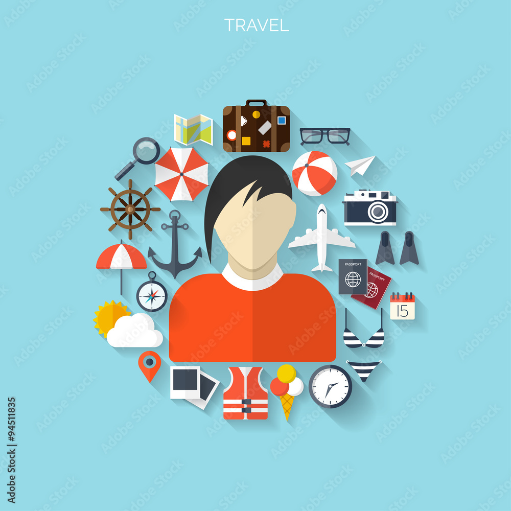 World travel concept background. Flat icons. Tourism concept World travel concept background. Flat icons. Tourism concept
