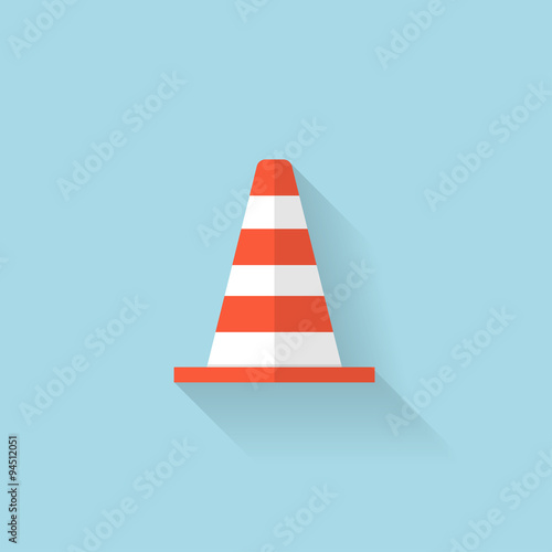 Flat web icon. Traffic cone.