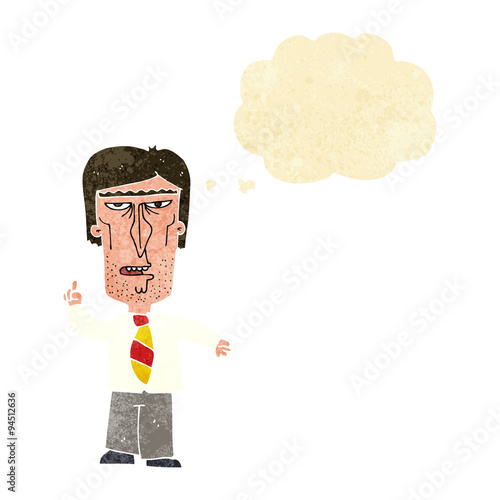 cartoon grumpy boss with thought bubble