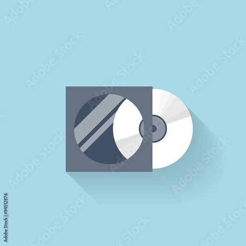 Flat compact disk icon for web. 