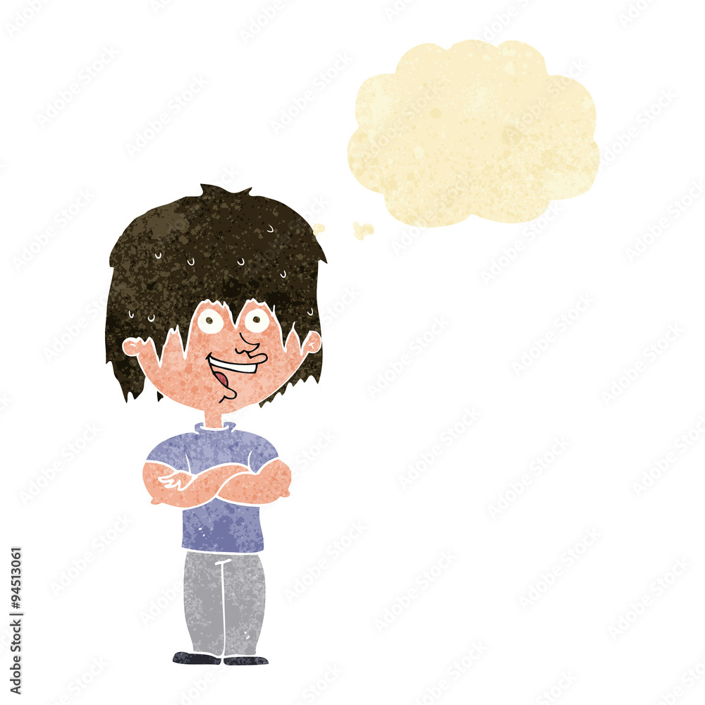 cartoon happy man with thought bubble cartoon happy man with thought bubble
