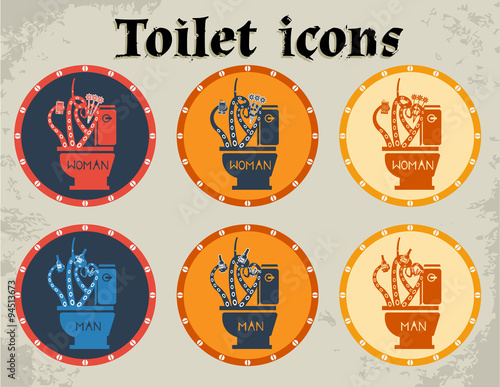 Multicolored toilet icons