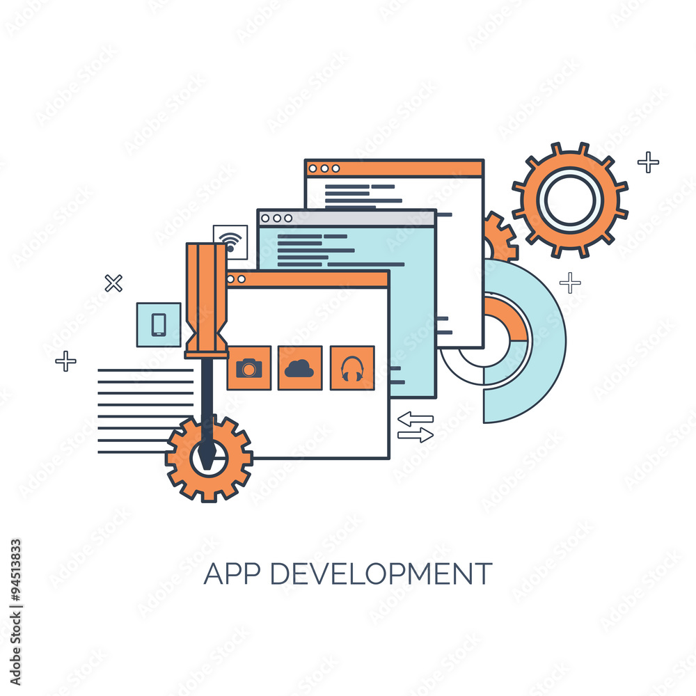 Vector illustration. Flat computing background. Programming Vector illustration. Flat computing background. Programming
