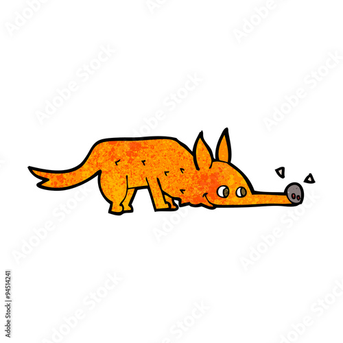 cartoon fox sniffing floor