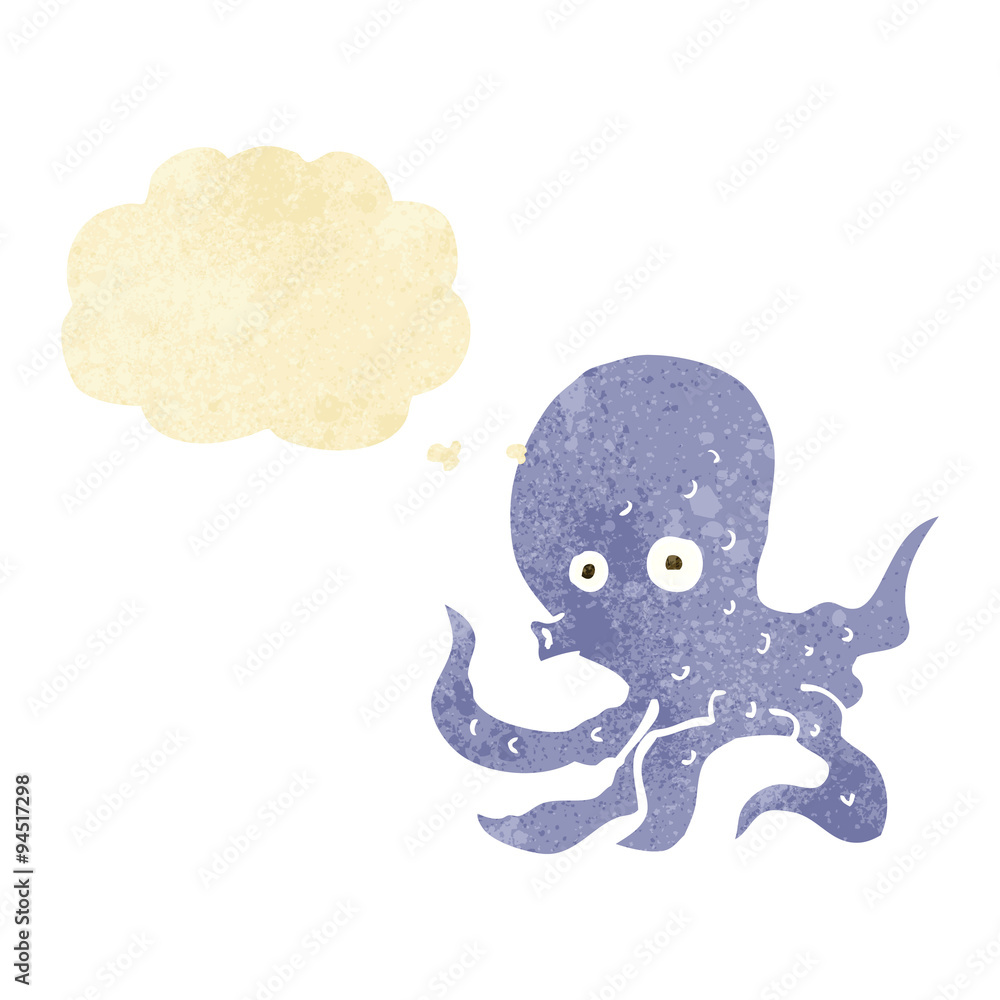 Obraz premium cartoon octopus with thought bubble