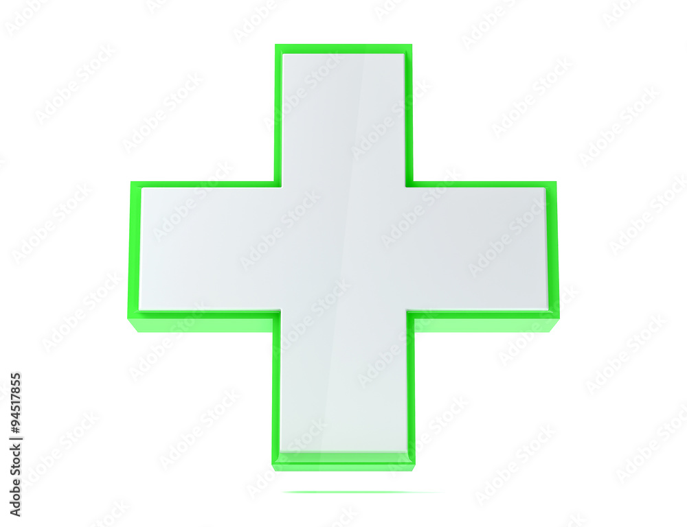 3D isolated medical aid cross render 3D isolated medical aid cross render