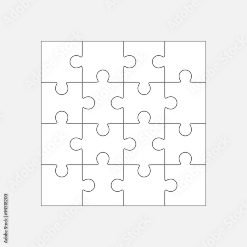 Jigsaw puzzle blank template sixteen elements
