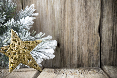 Christmas decoration over wooden background.