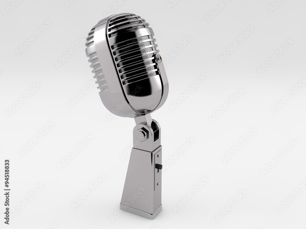 Fototapeta premium Microphone silver and white background