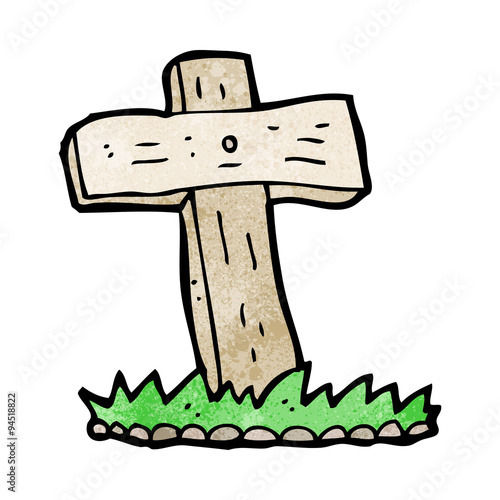 cartoon wooden cross grave