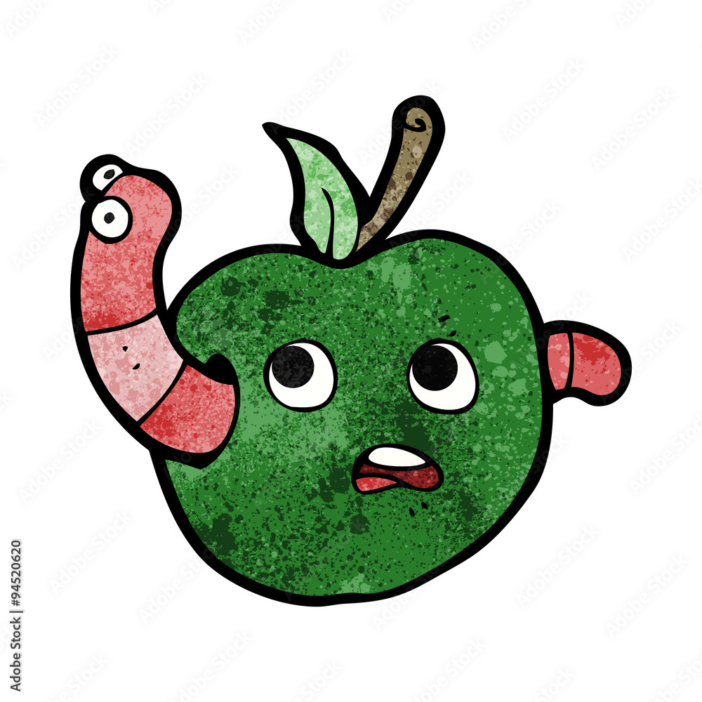 cartooon worm in apple cartooon worm in apple