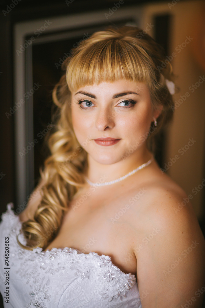 Portrait of bride on the classic bright background Portrait of bride on the classic bright background