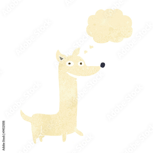 funny cartoon dog with thought bubble