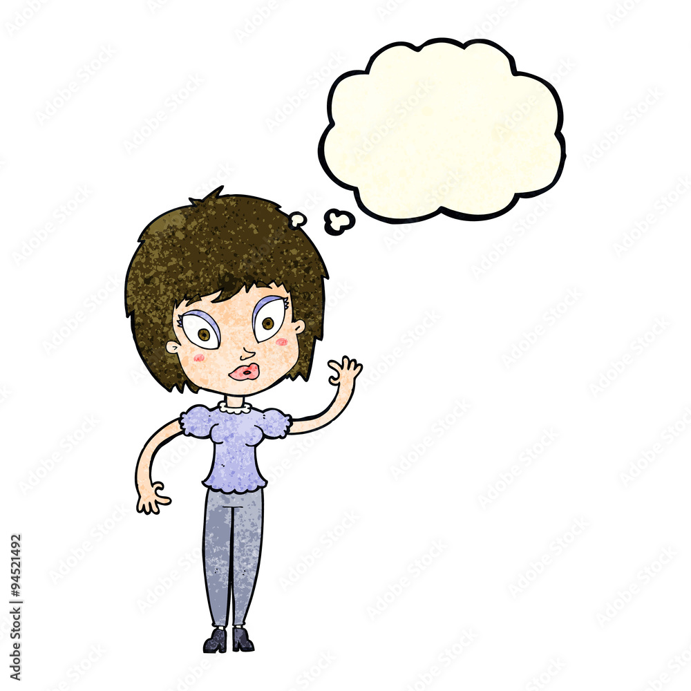 cartoon pretty girl with thought bubble cartoon pretty girl with thought bubble