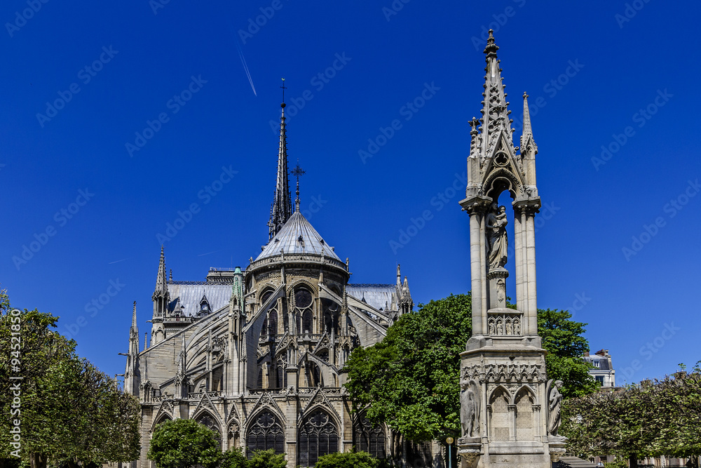 Fountain of Virgin (1845), Cathedral Notre Dame de Paris. France Fountain of Virgin (1845), Cathedral Notre Dame de Paris. France