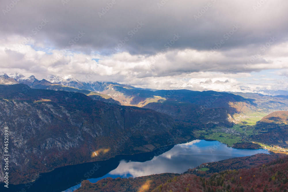 View from mount Vogel on lake Bohinj in Slovenia