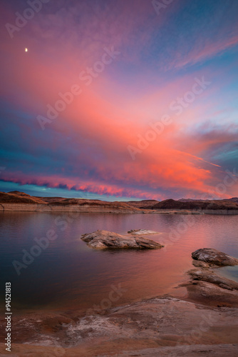 Beautiful Sunset Sky over Lake Powell Glen Canyon Utah