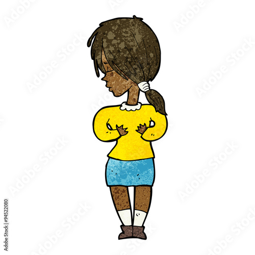 cartoon shy woman