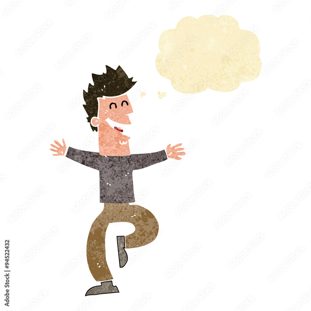 cartoon laughing man with thought bubble cartoon laughing man with thought bubble