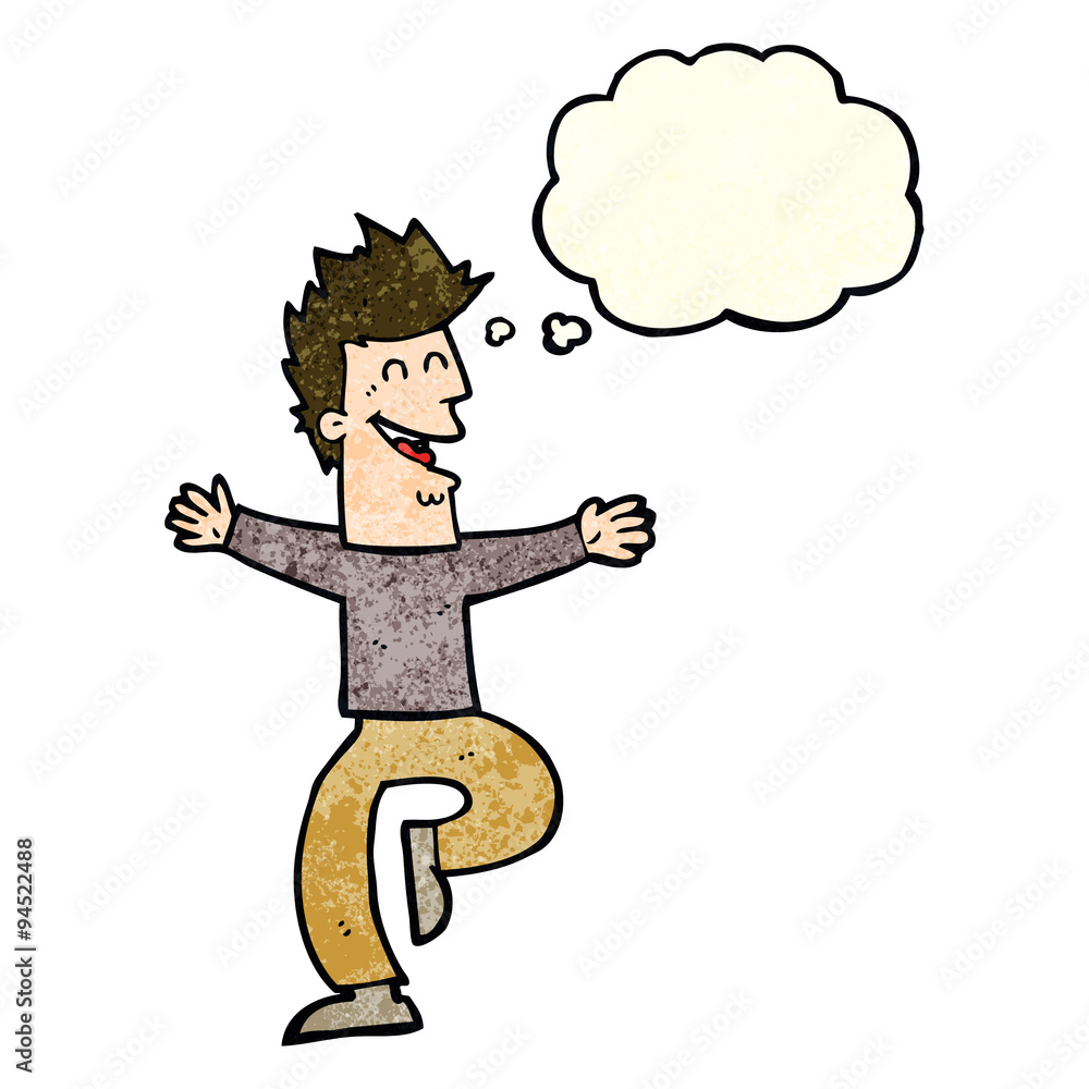 cartoon laughing man with thought bubble cartoon laughing man with thought bubble