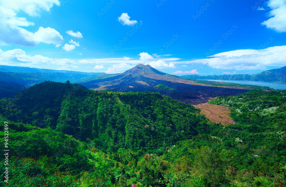 Panoramic view to the sacred mountain on Bali