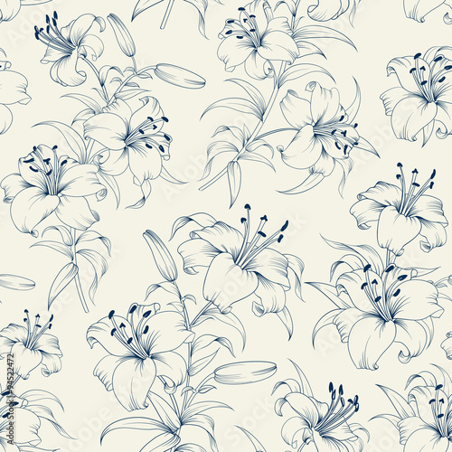 Pattern of lily flowers. © Kotkoa