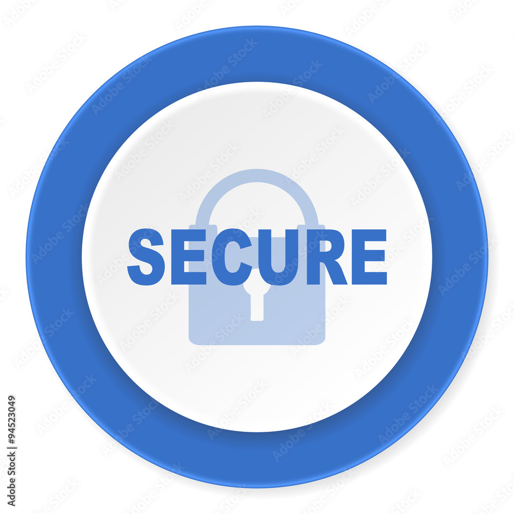 secure blue circle 3d modern design flat icon on white background secure blue circle 3d modern design flat icon on white background