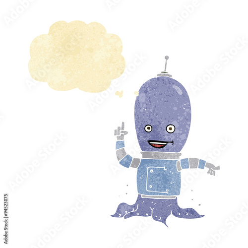 cartoon alien spaceman with thought bubble