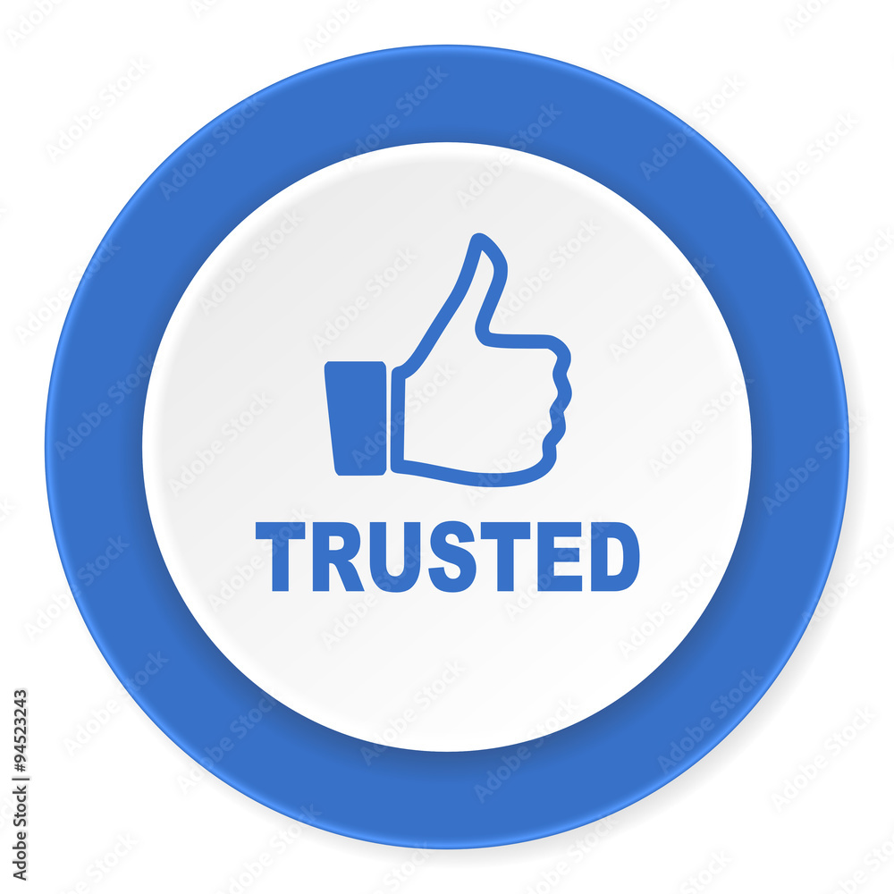 trusted blue circle 3d modern design flat icon on white background trusted blue circle 3d modern design flat icon on white background