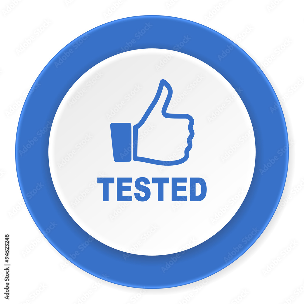 tested blue circle 3d modern design flat icon on white background tested blue circle 3d modern design flat icon on white background