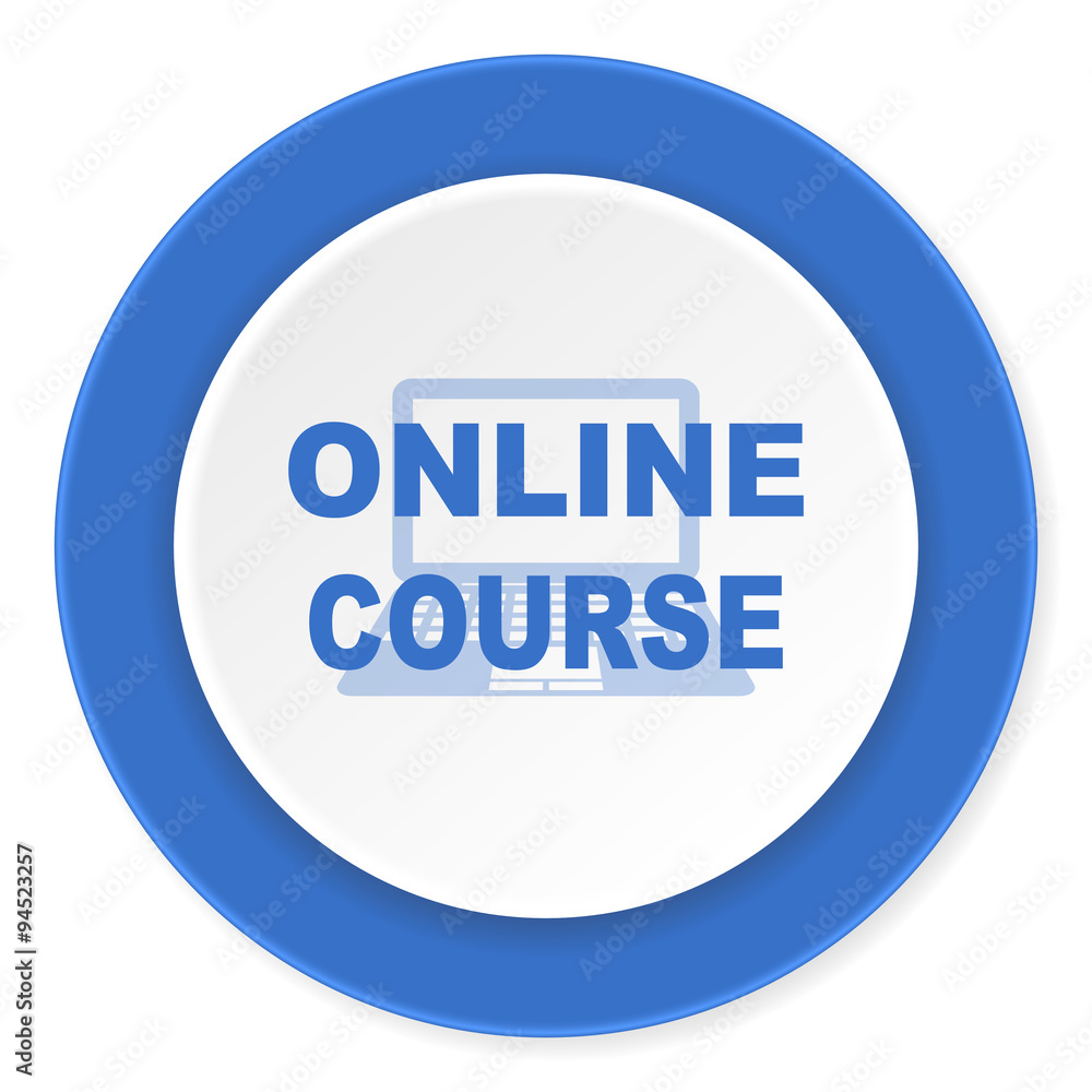 online course blue circle 3d modern design flat icon on white background online course blue circle 3d modern design flat icon on white background
