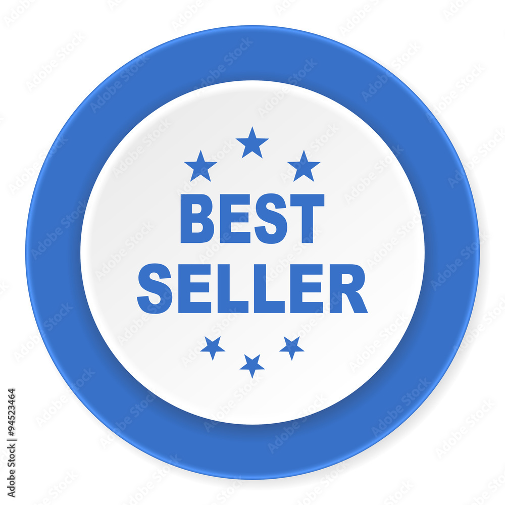 best seller blue circle 3d modern design flat icon on white background