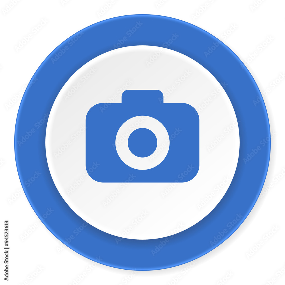 photo camera blue circle 3d modern design flat icon on white background photo camera blue circle 3d modern design flat icon on white background