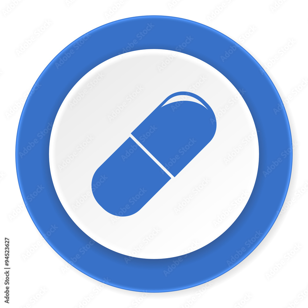drugs blue circle 3d modern design flat icon on white background