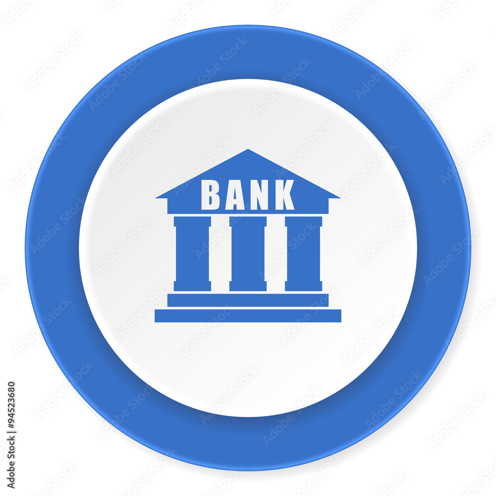 bank blue circle 3d modern design flat icon on white background bank blue circle 3d modern design flat icon on white background