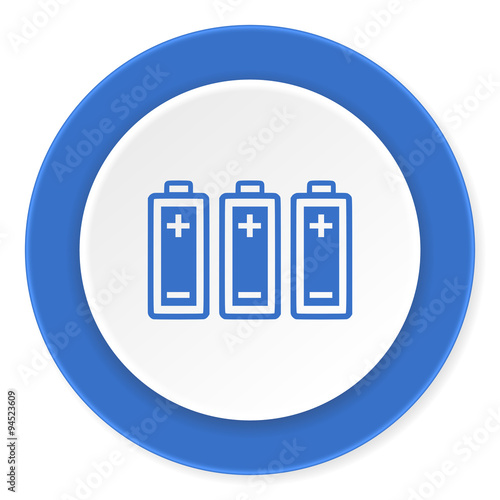 battery blue circle 3d modern design flat icon on white background